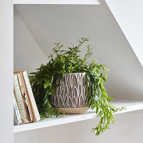 Arles Leaf Embossed Mocha Planter H24Cm D28Cm 4 Arles Leaf Embossed Mocha Planter H24Cm D28Cm - Image 2