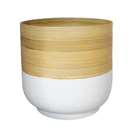 Bamboo White Planter D23Cm 3 Bamboo White Planter D23Cm