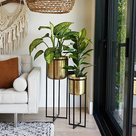 Calla Planter Stand Black/Antique Gold H78CM D29CM 4 Calla Planter Stand Black/Antique Gold H78CM D29CM - Image 2