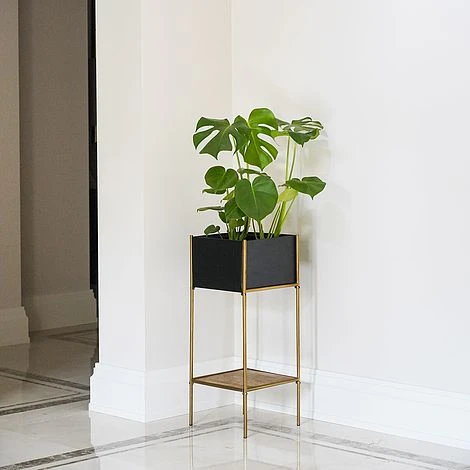 Indoor Kensington Metal Square Planter Stand In Gold H76Cm W30Cm 4 Indoor Kensington Metal Square Planter Stand In Gold H76Cm W30Cm - Image 2