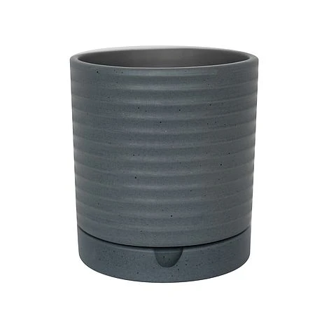 Luna Stoneware Planter & Saucer Grey H20CM D18CM 3 Luna Stoneware Planter & Saucer Grey H20CM D18CM