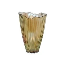Mocha Rippled Glass Vase H25Cm W14.5Cm