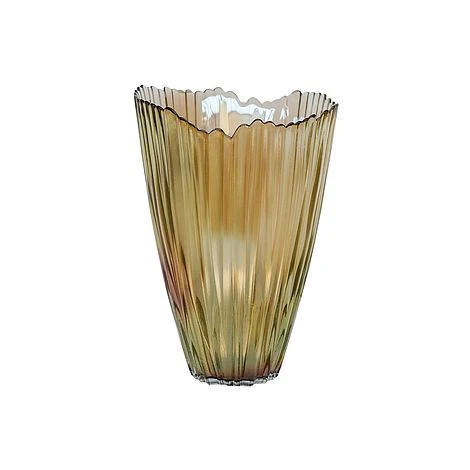 Mocha Rippled Glass Vase H25Cm W14.5Cm 3 Mocha Rippled Glass Vase H25Cm W14.5Cm