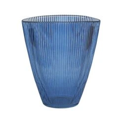 Navy Ribbed Vase H24.5Cm W21.5Cm