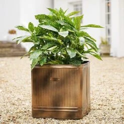 Outdoor Hampton Square Copper Metal Planter H35Cm W34Cm -FruitHaven Shop OHSCMP34 1