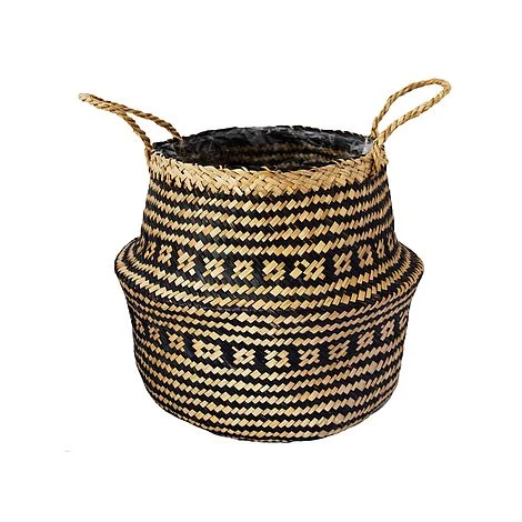 Seagrass Tribal Black Lined Basket Small H25Cm D30Cm 3 Seagrass Tribal Black Lined Basket Small H25Cm D30Cm