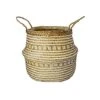 Seagrass Tribal White Lined Basket Small H25Cm D30Cm 2 Seagrass Tribal White Lined Basket Small H25Cm D30Cm -FruitHaven Shop STWB30