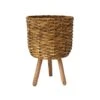 Water Hyacinth Lined Basket On Legs H45Cm D30Cm 2 Water Hyacinth Lined Basket On Legs H45Cm D30Cm -FruitHaven Shop WHBL30