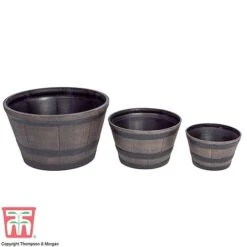 Wooden Barrel Effect Planter – Medium -FruitHaven Shop wood bar21