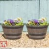 Wooden Barrel Effect Planter – Medium -FruitHaven Shop wood med2